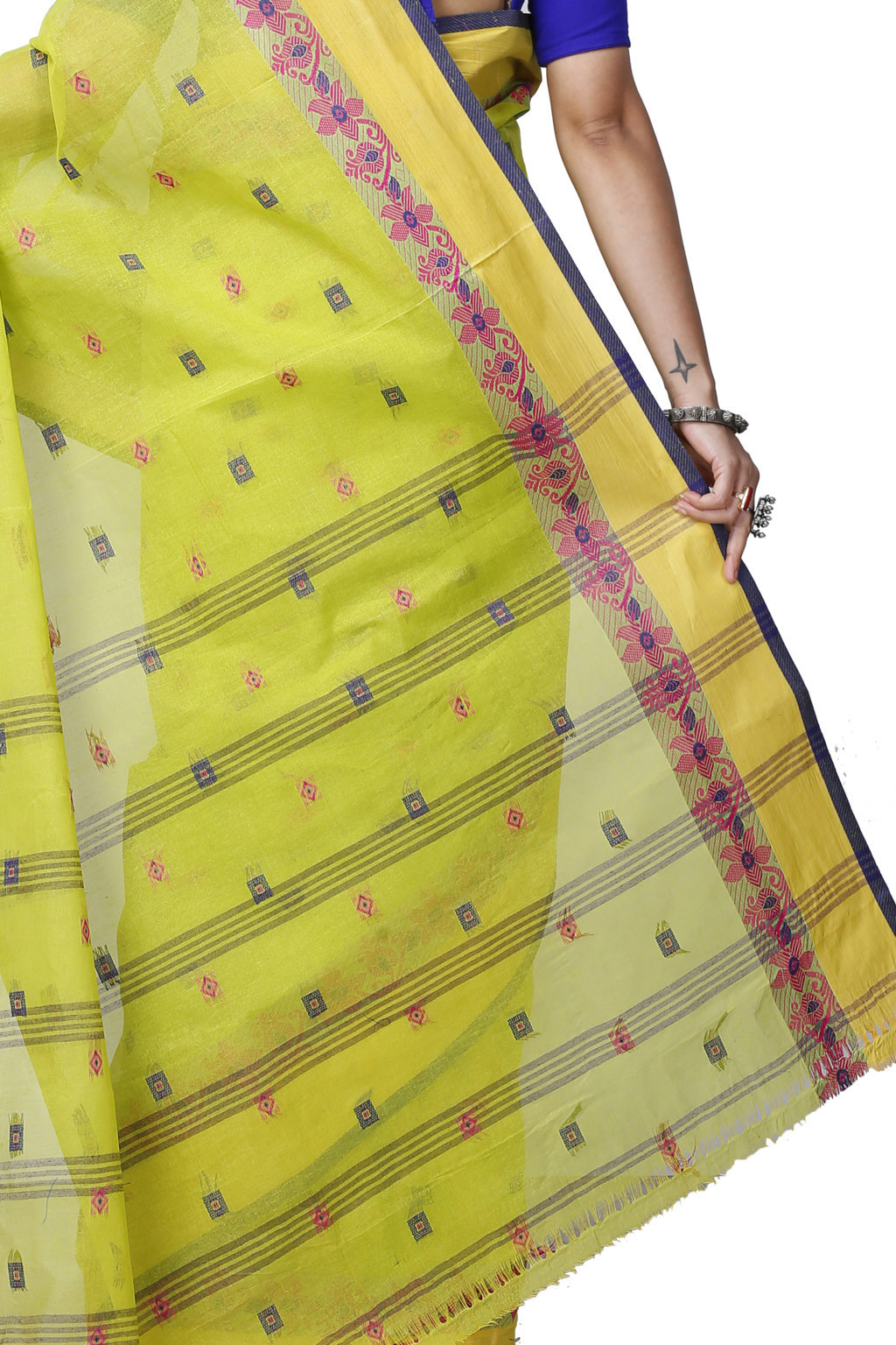 Olive Green Pure Cotton Ramala Tant Saree (959)